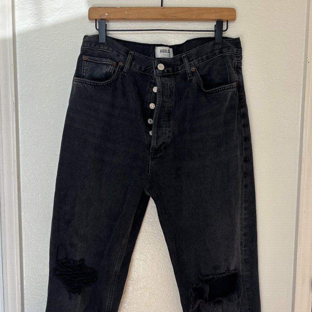 Agolde 90's Pinch Waist High Rise Straight Black Jeans Size 31 in Howl